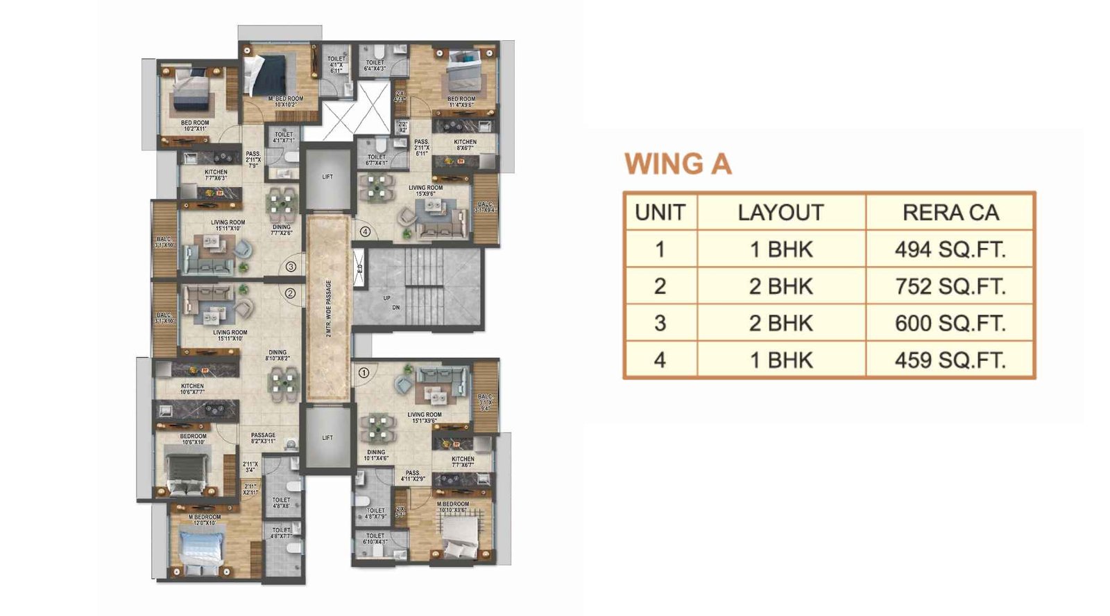 The-Meridian-Tower-Floor-Plan-Wing-A